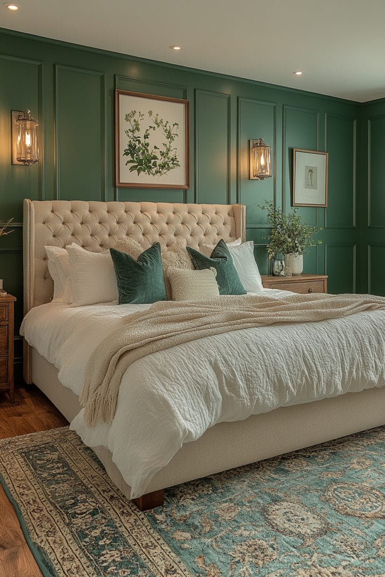 Picture of This Living Room Makeover Uses the Dreamiest Shade of Green