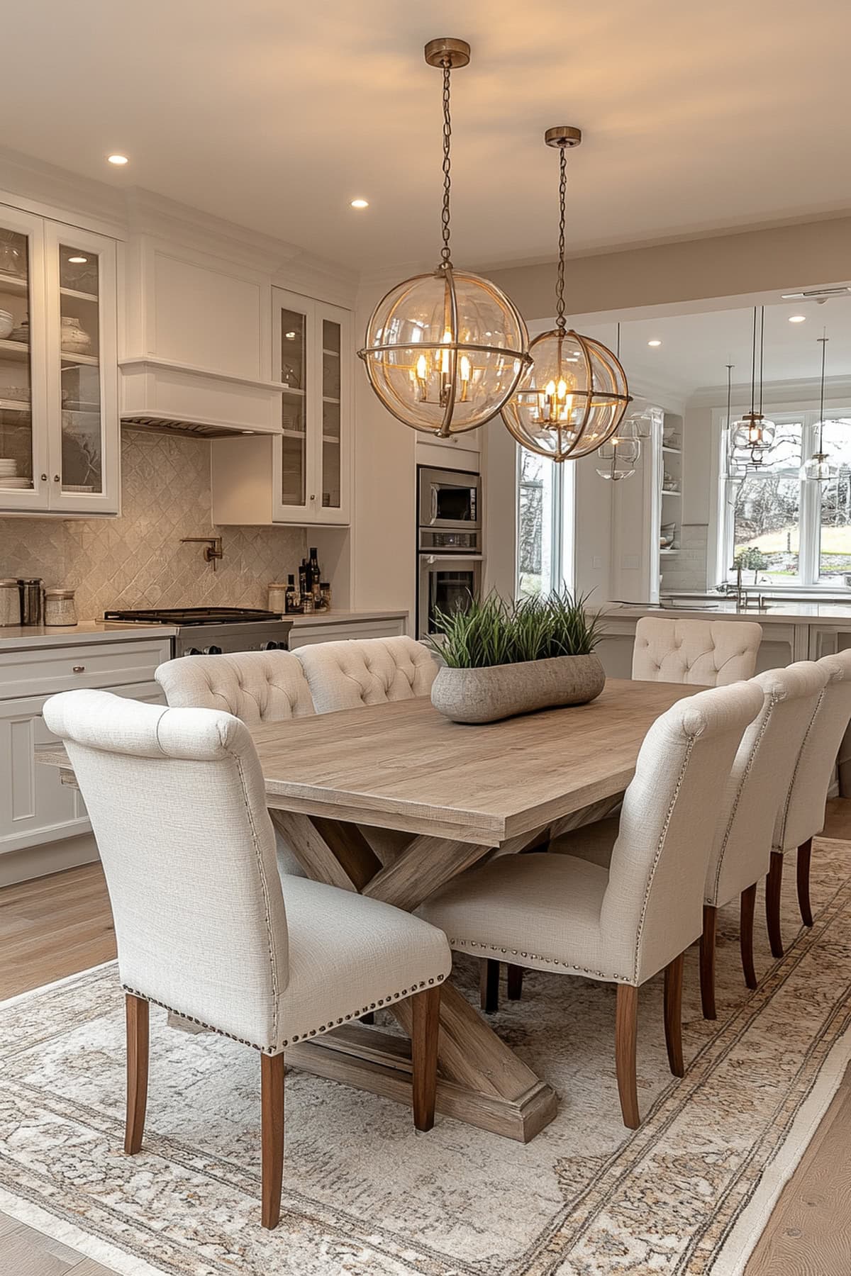 Transitional Ivory Apartment Dining Room - 01