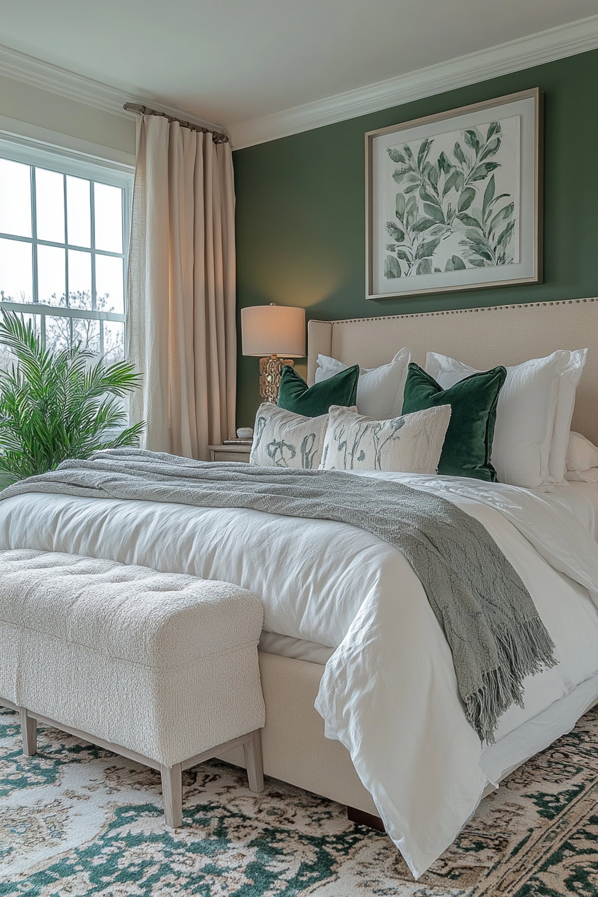 Transitional Olive Green Apartment Bedroom 01