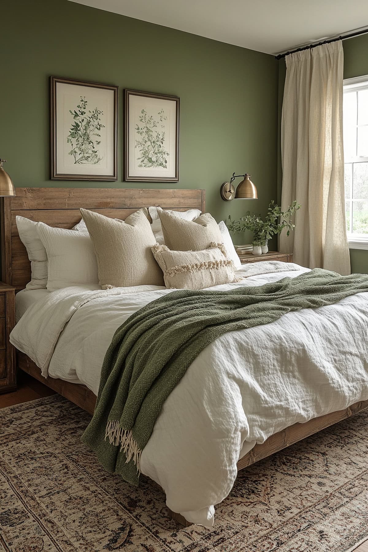 Transitional Olive Green Apartment Bedroom 02