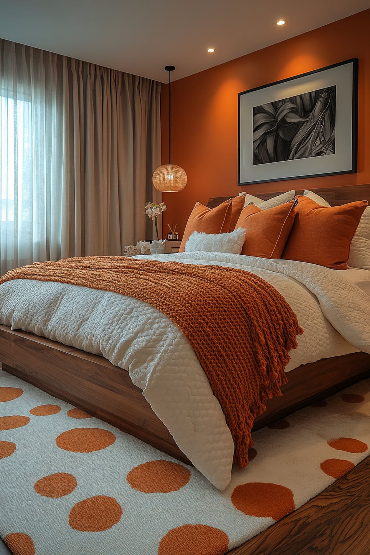 Transitional Orange Bedroom - 01