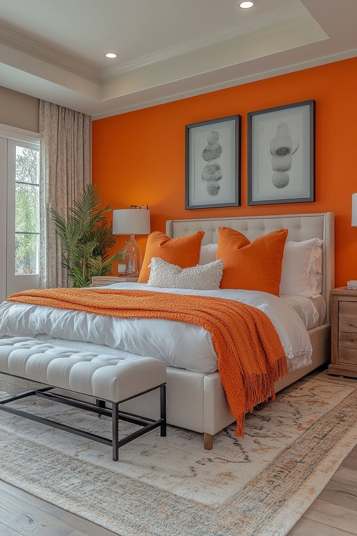 Transitional Orange Bedroom - 02