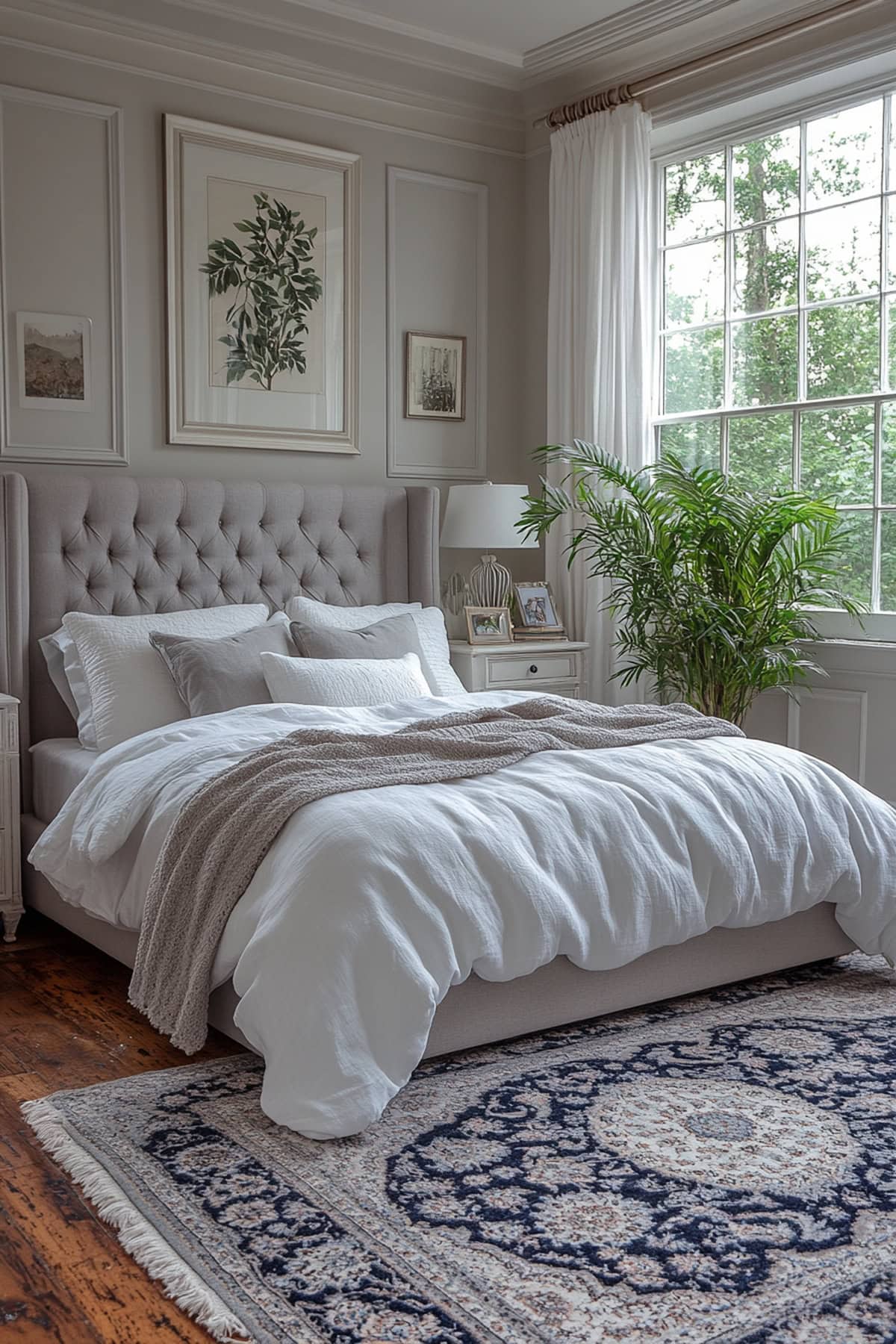 Transitional White and Grey Apartment Bedroom - 02