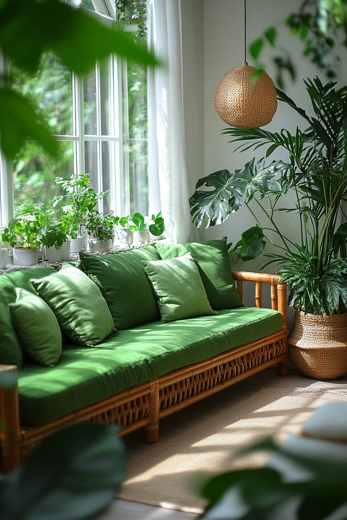 Tropical Olive Green Apartment Sunroom 01