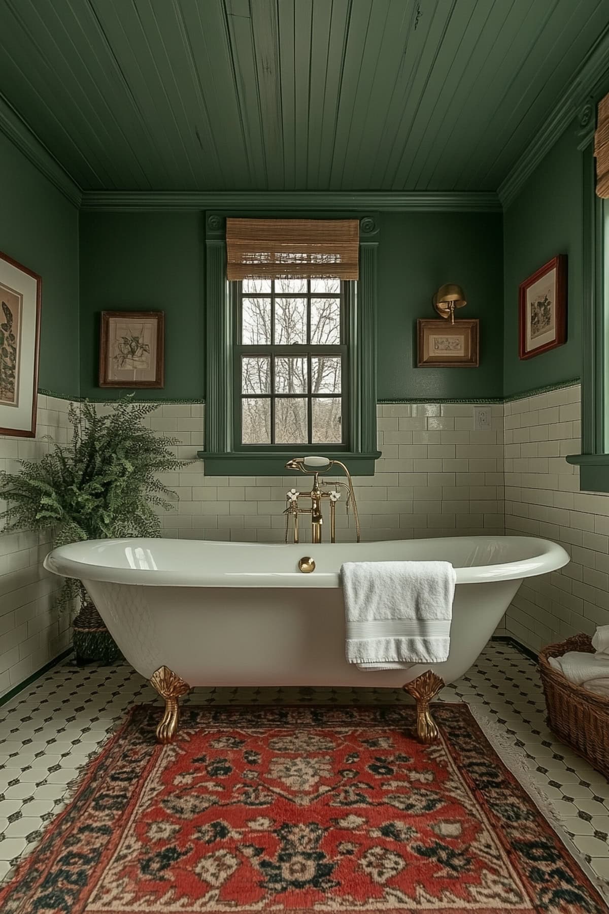 Victorian Olive Green Apartment Bathroom 01