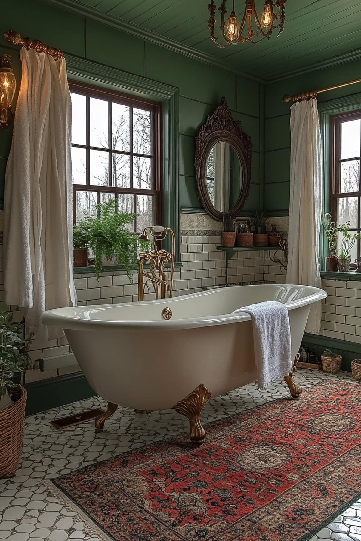 Victorian Olive Green Apartment Bathroom 02