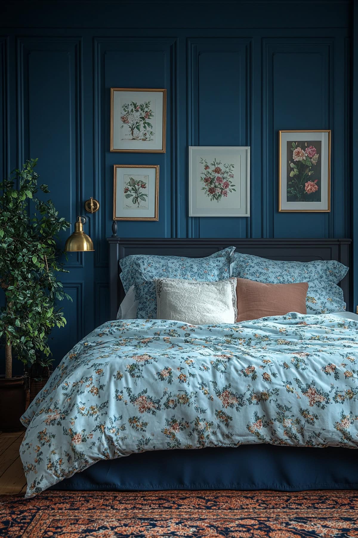 Vintage Dark Blue Bedroom Sanctuary 01