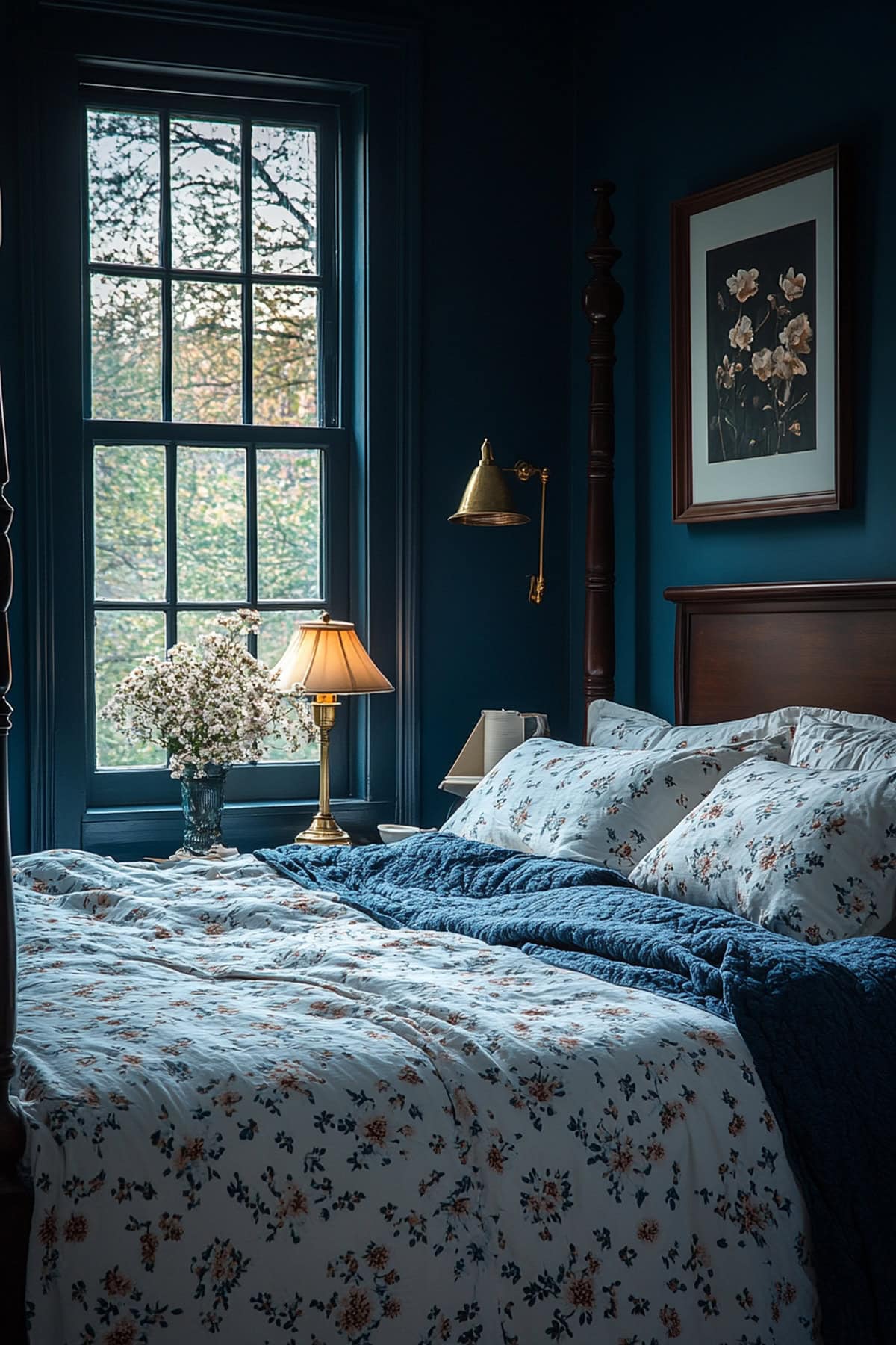 Vintage Dark Blue Bedroom Sanctuary 02