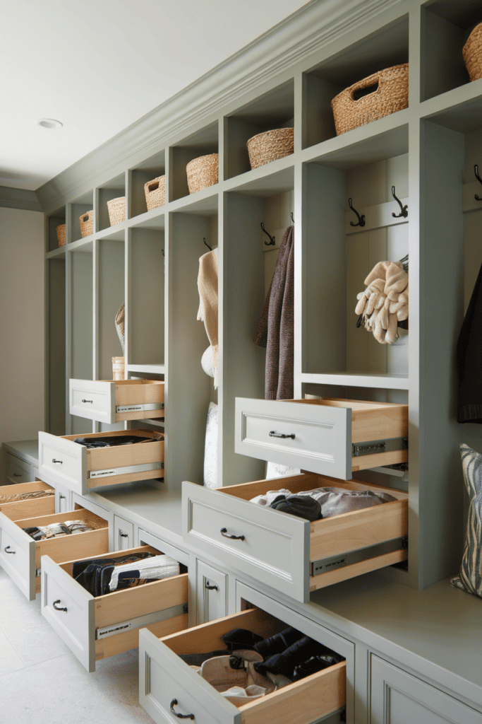 View of 25 Creative Mudroom Cabinets for a Stylish and Organized Entryway
