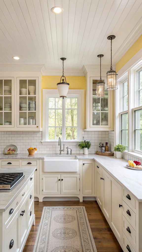 bright kitchen with cabinets