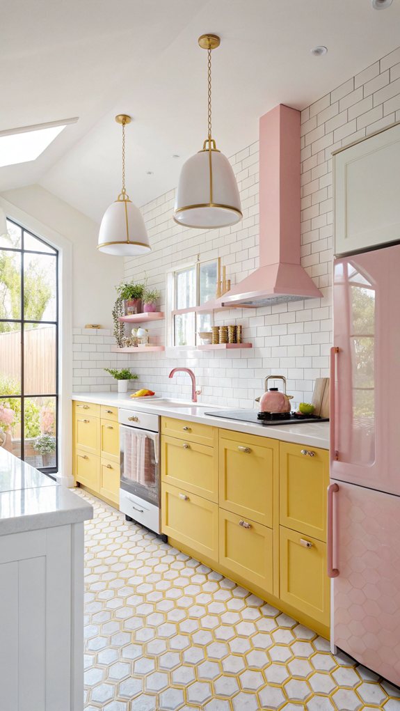 bright yellow tiles accented