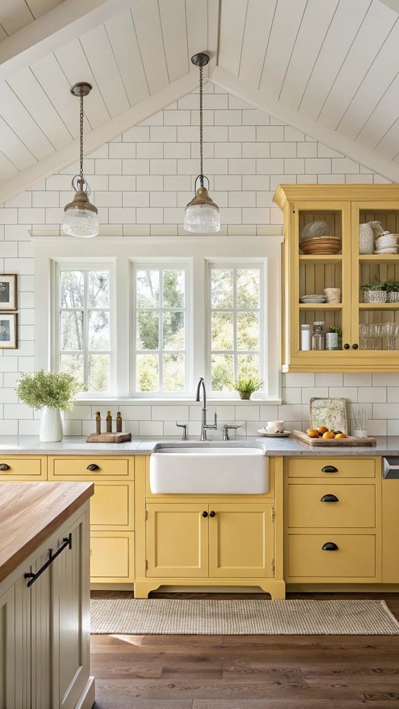 charming yellow cabinetry design