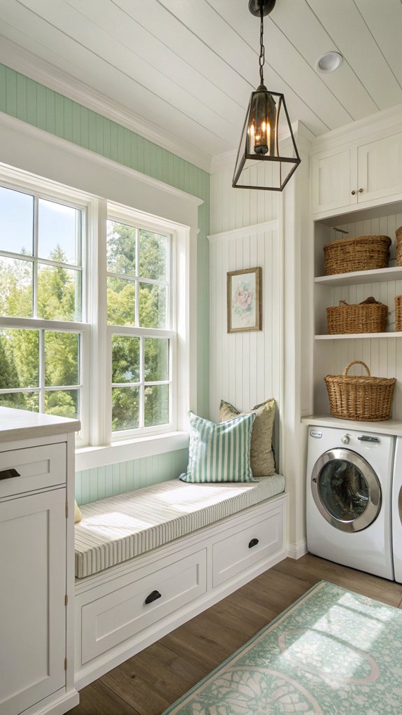 cozy laundry with seating