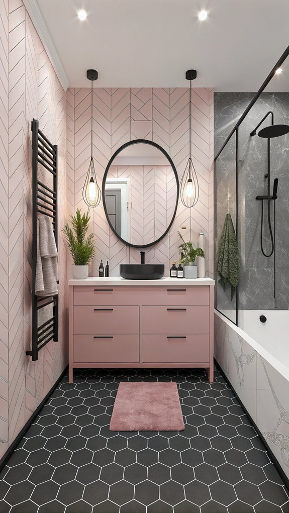 geometric patterns in blush