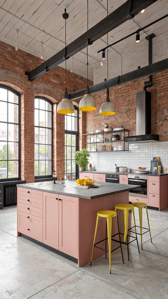 industrial chic with colorful accents