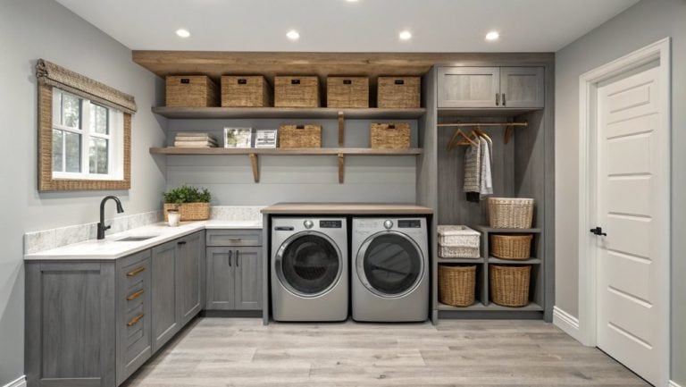 stylish grey laundry room designs