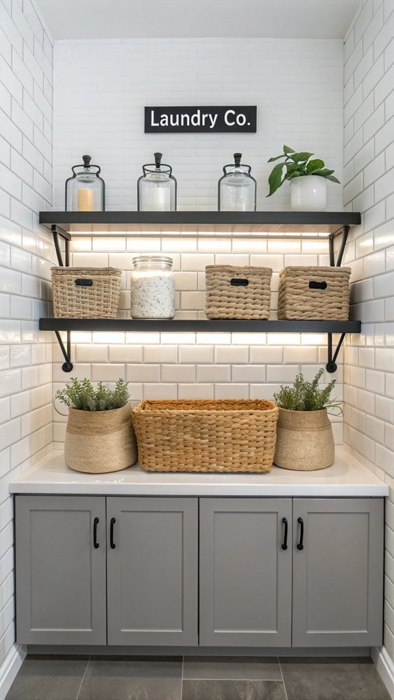 stylish grey open shelving