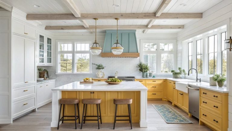 vibrant mustard yellow kitchens