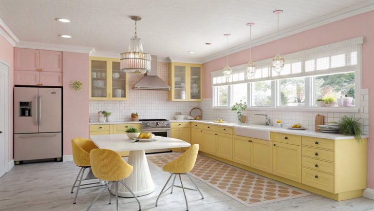 vibrant pink and yellow kitchens