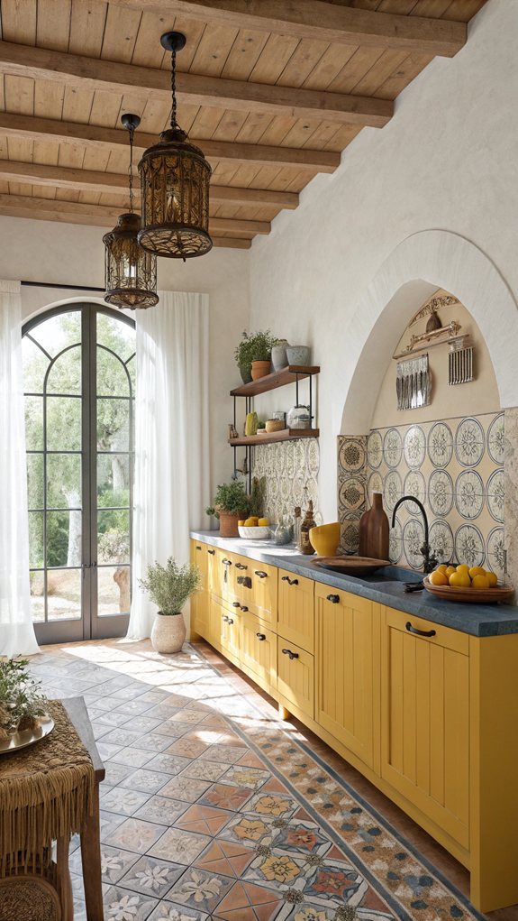 vibrant yellow mediterranean kitchen