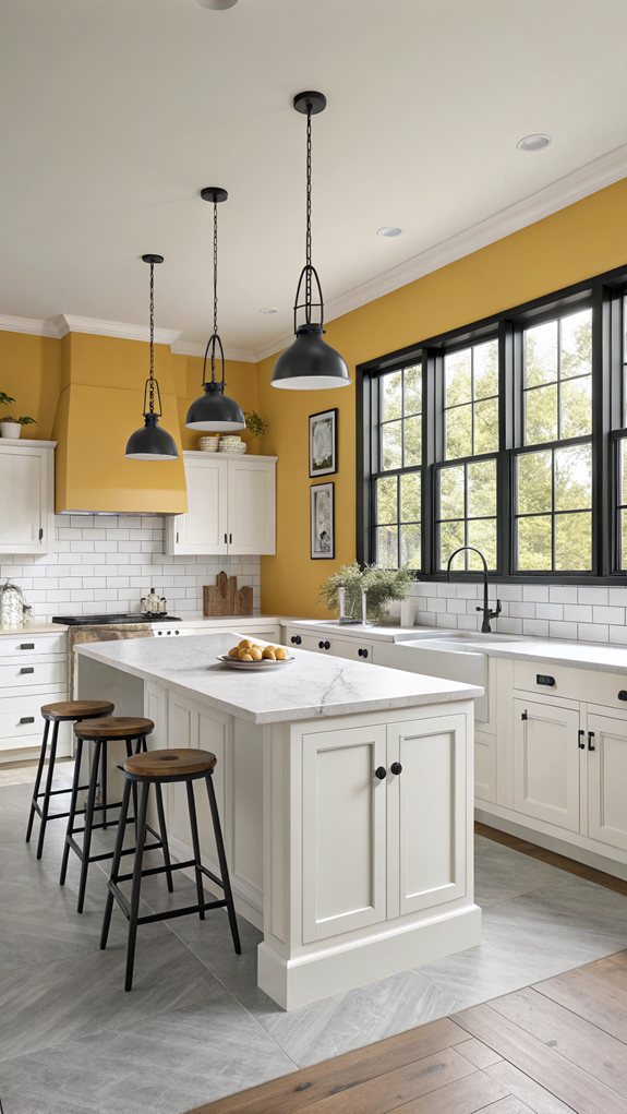 yellow modern traditional kitchen