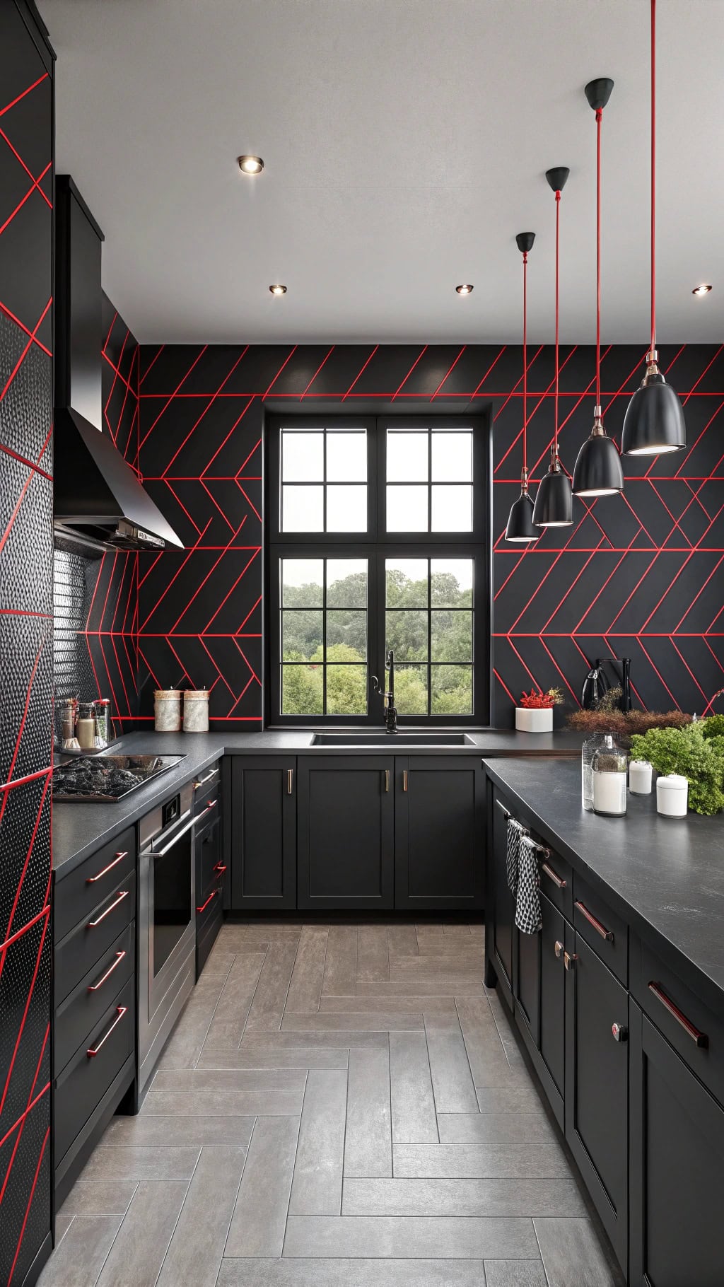 bold black tiles accentuated