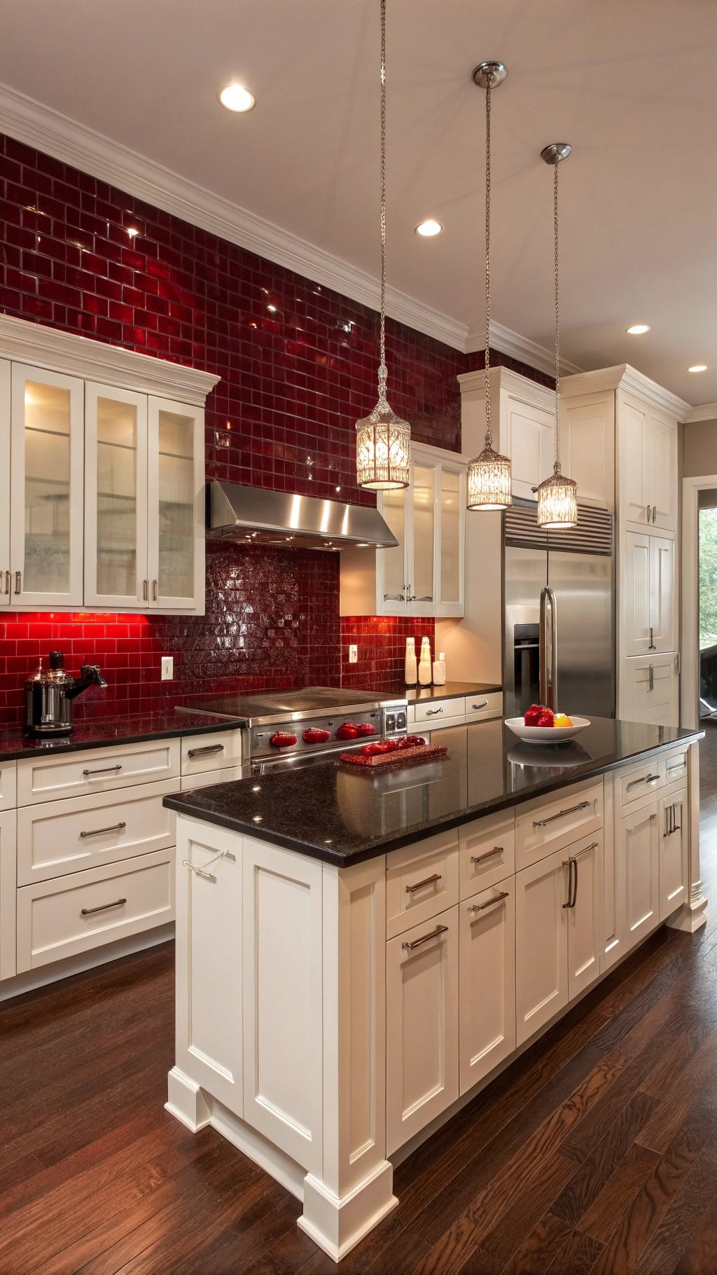 bold red backsplash design