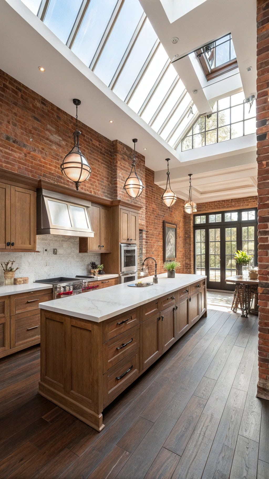 bright airy brick kitchen