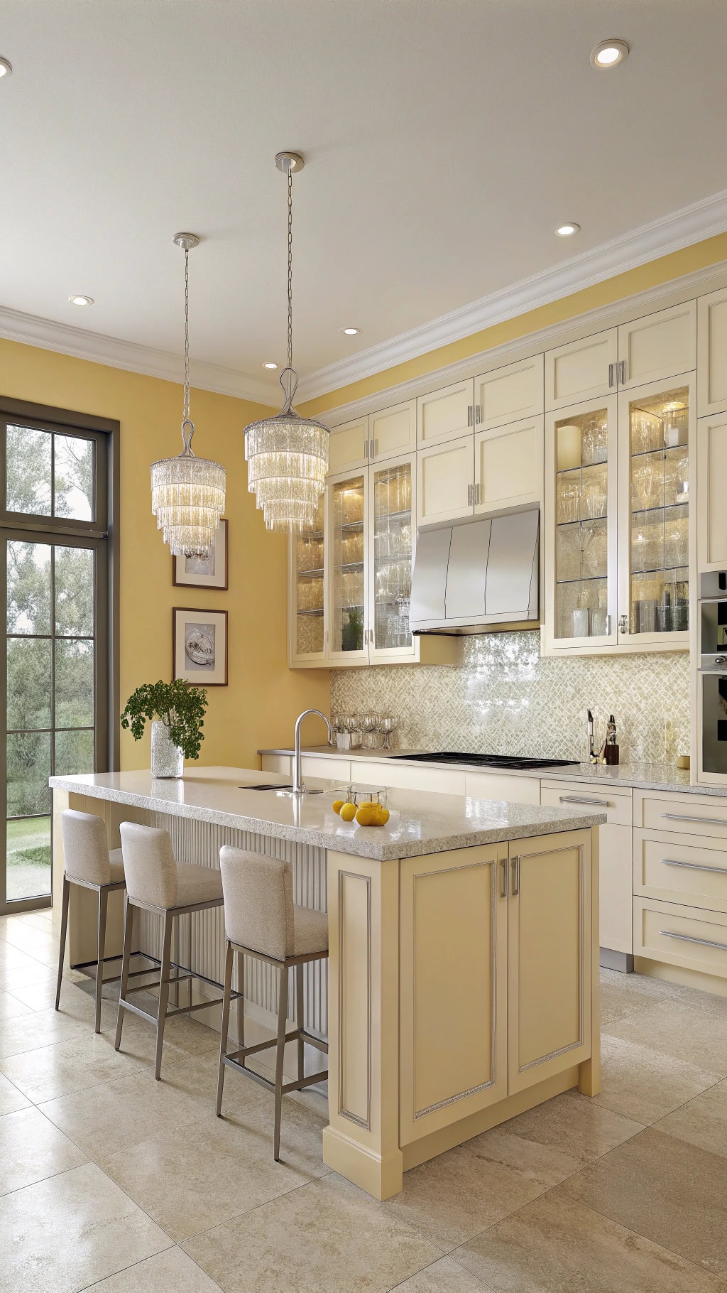 bright glass accented kitchen