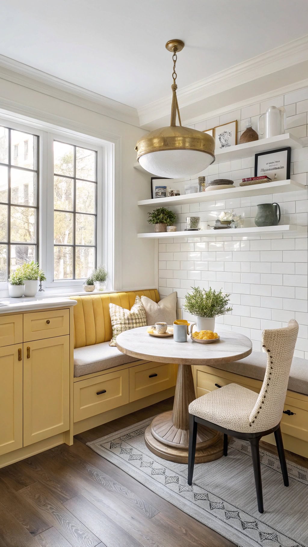 bright yellow breakfast nook