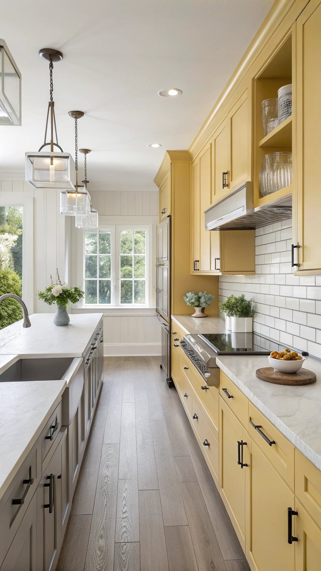 bright yellow kitchen cabinetry