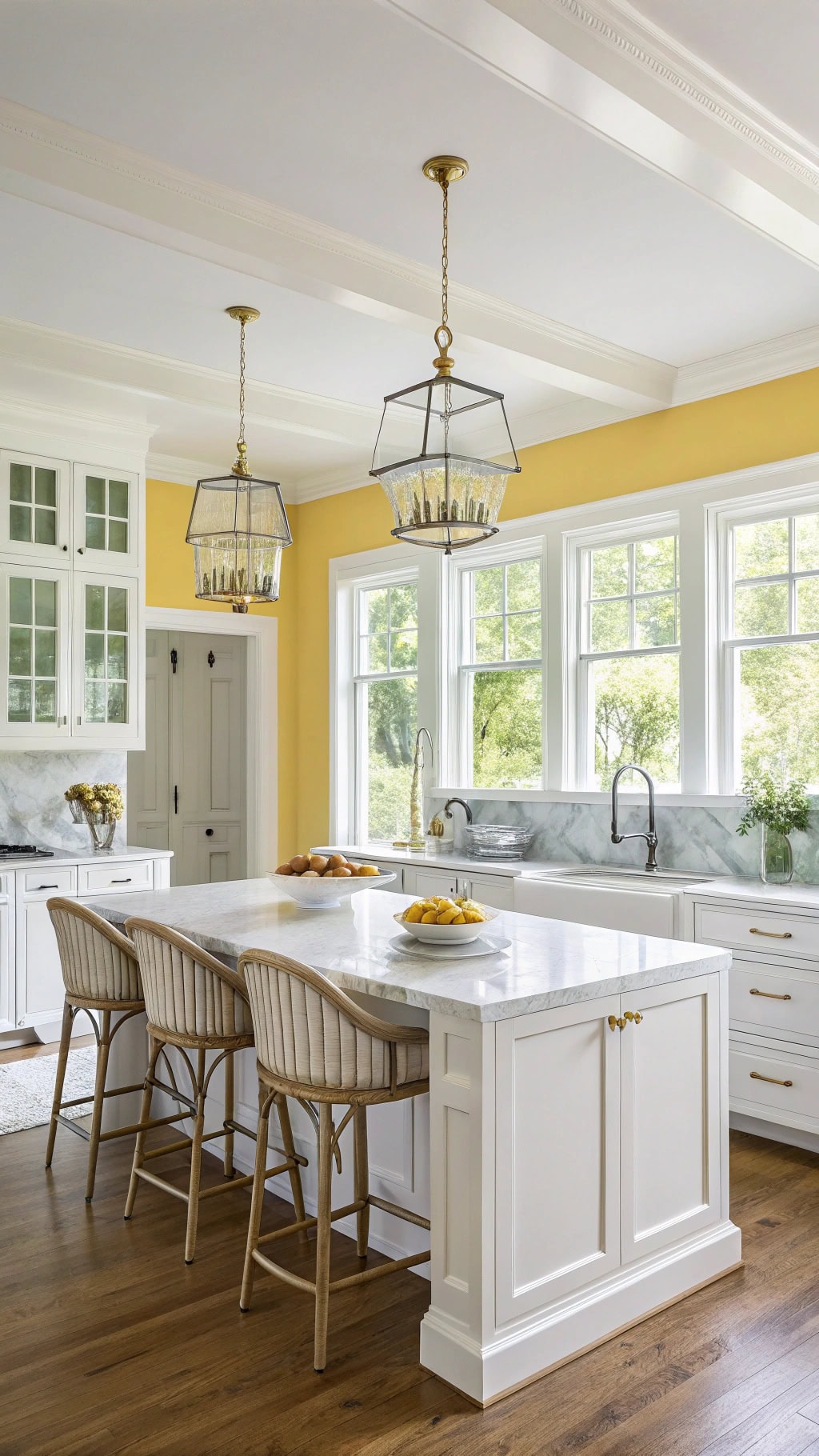 bright yellow marble kitchen