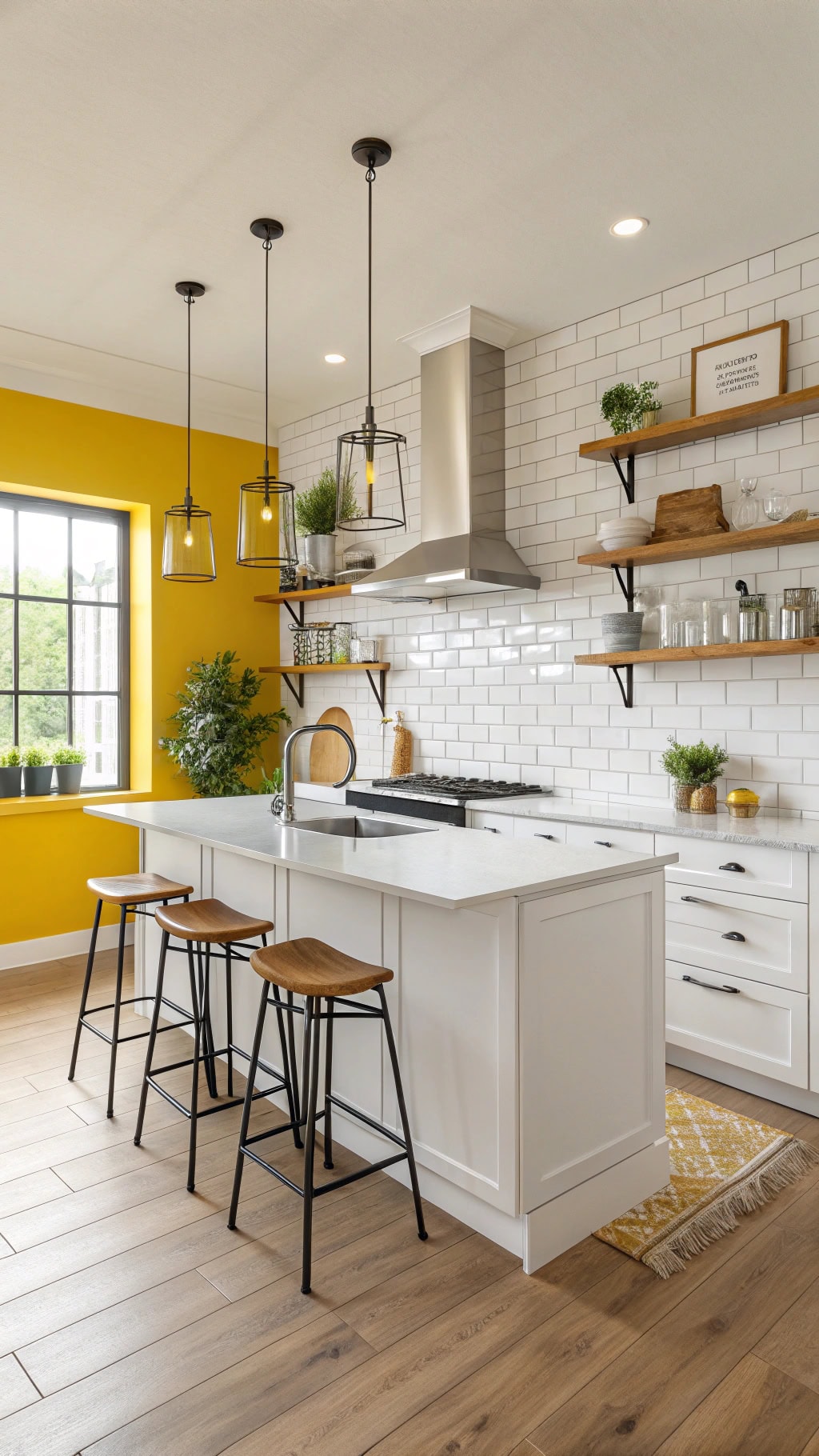 bright yellow subway tiles