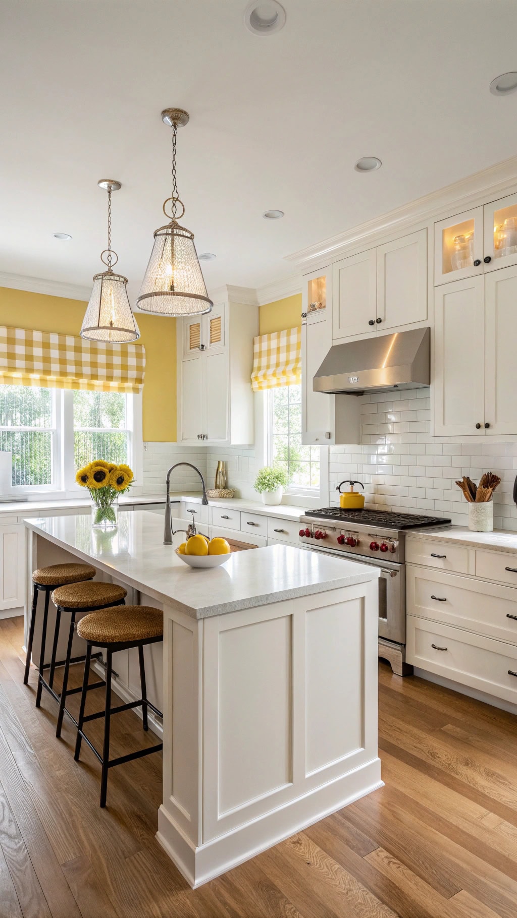 bright yellow white kitchen