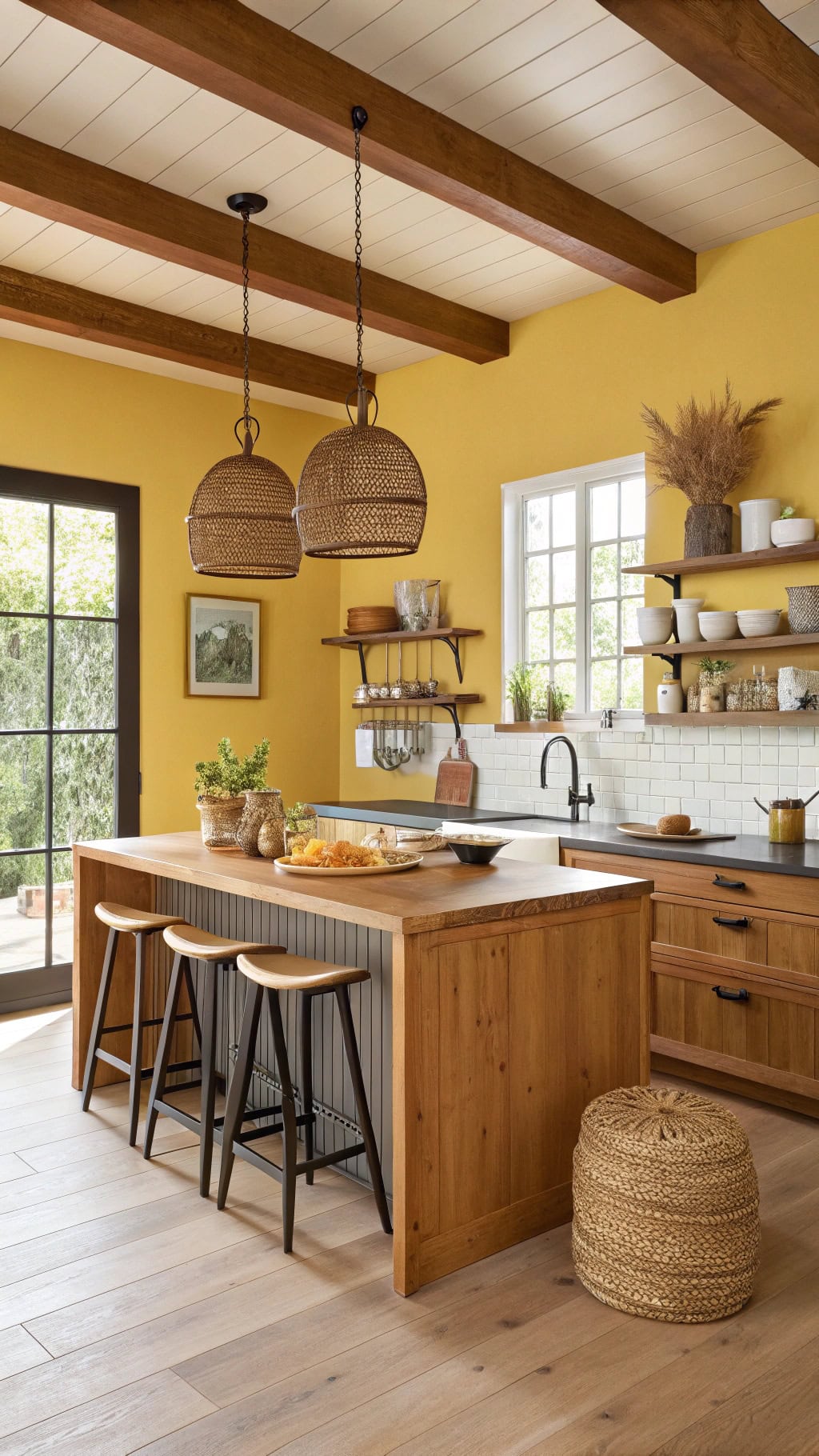 bright yellow wooden interiors