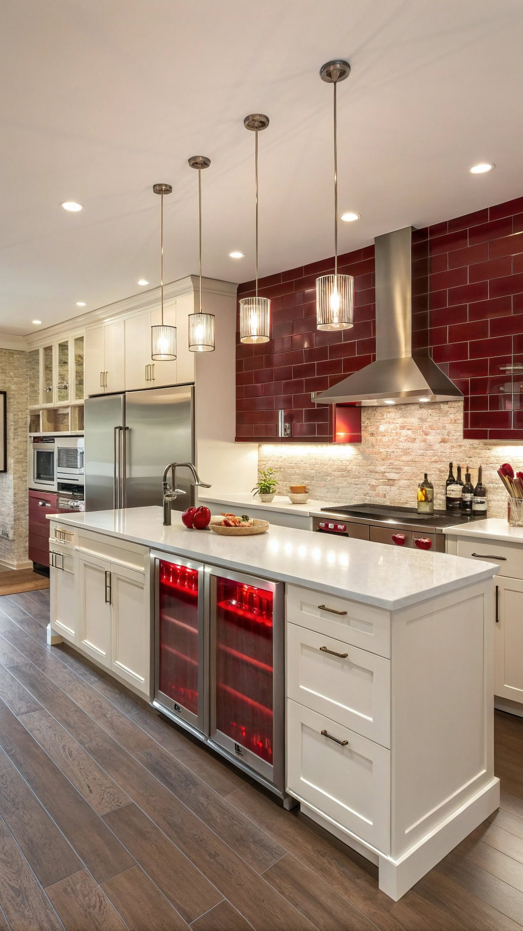 burgundy glass tile accent