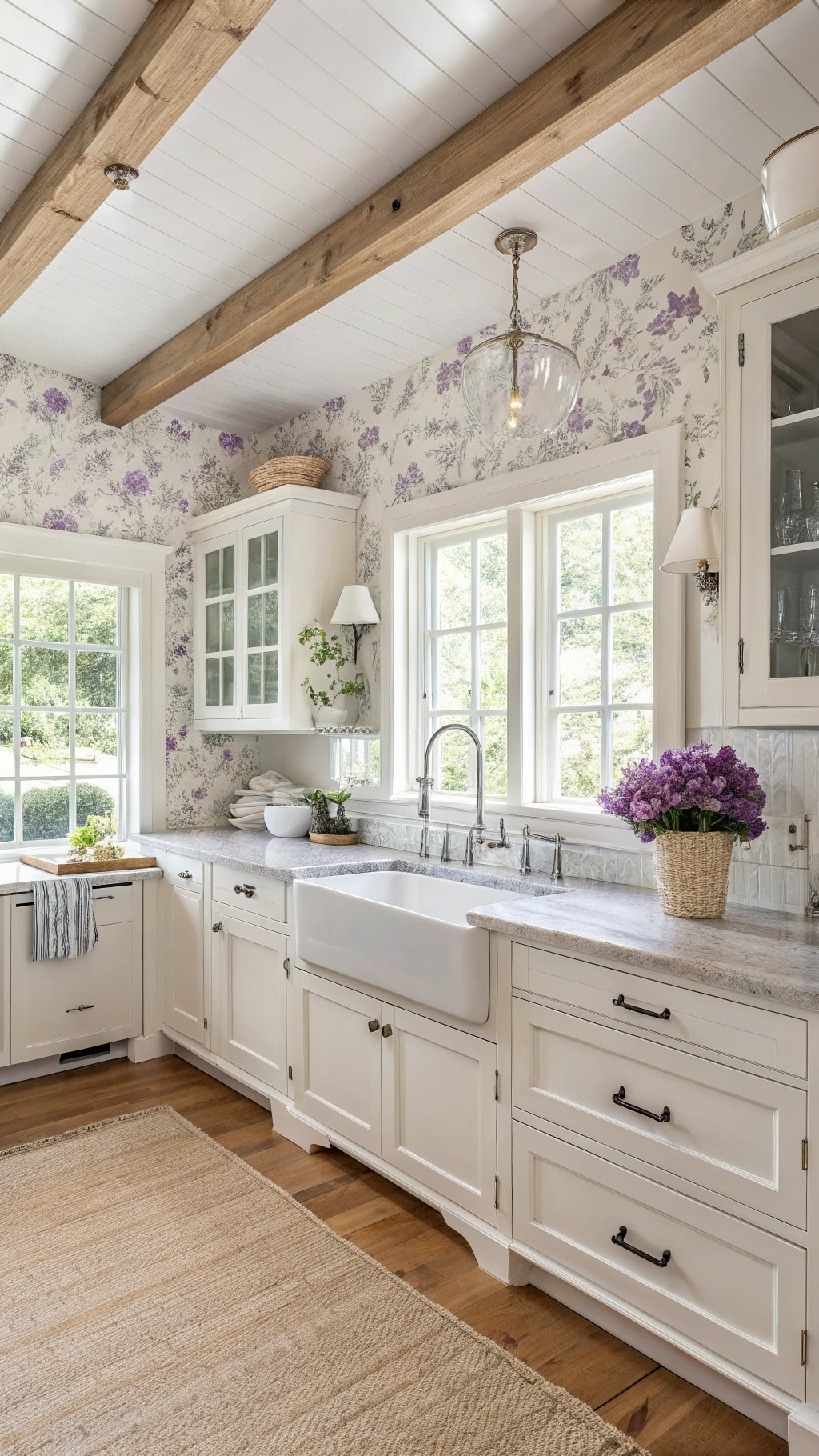 charming floral wallpaper kitchen