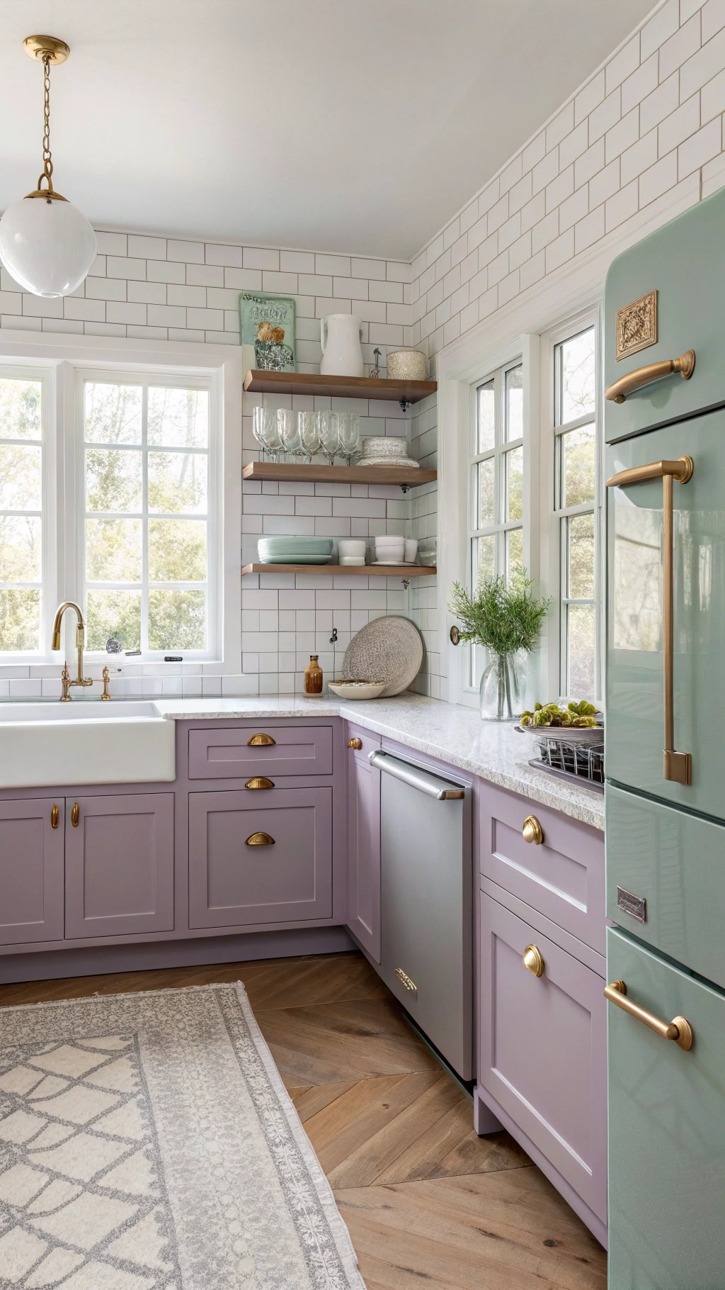 charming lavender kitchen cabinetry