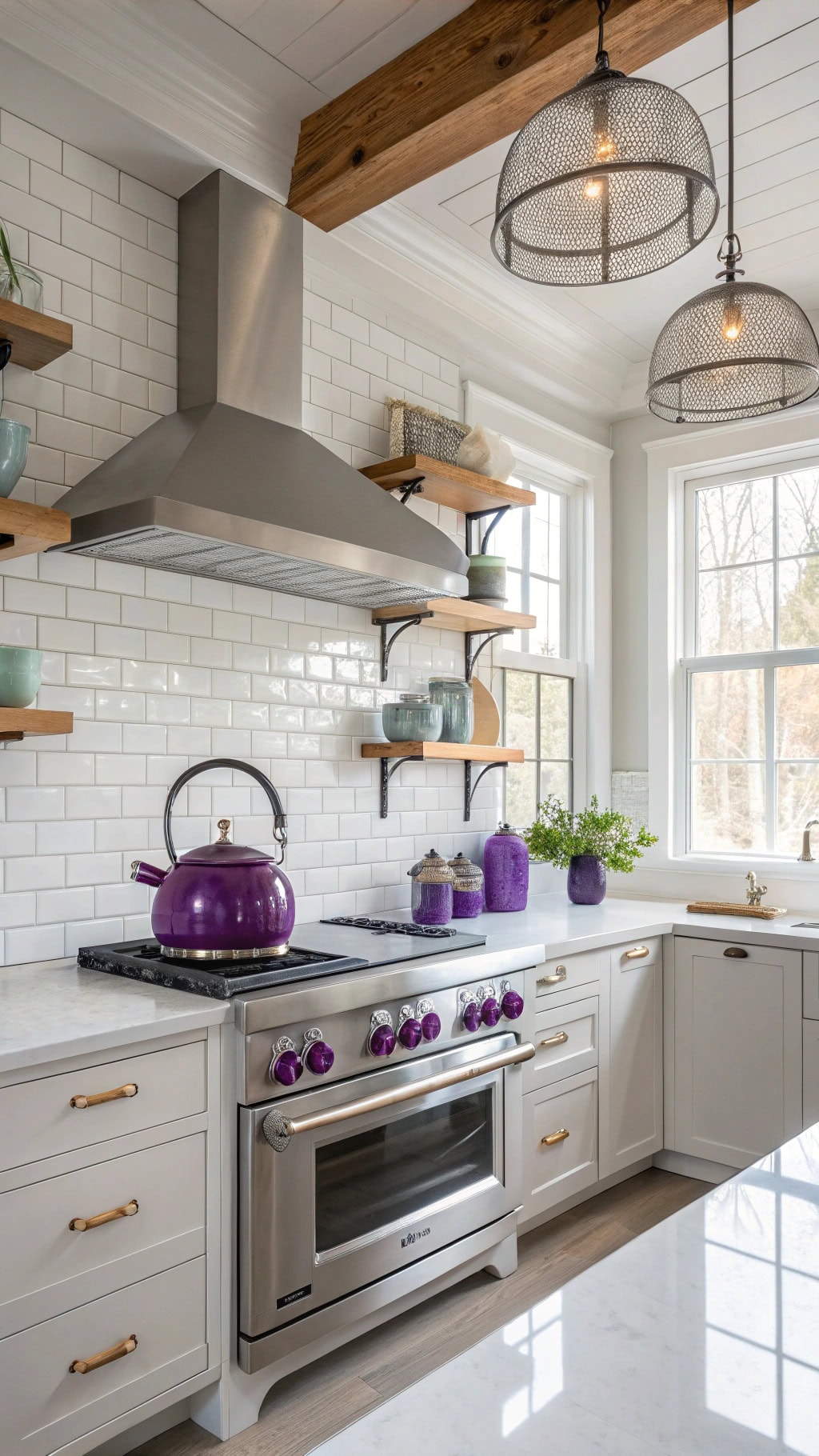 charming purple enamel kettle