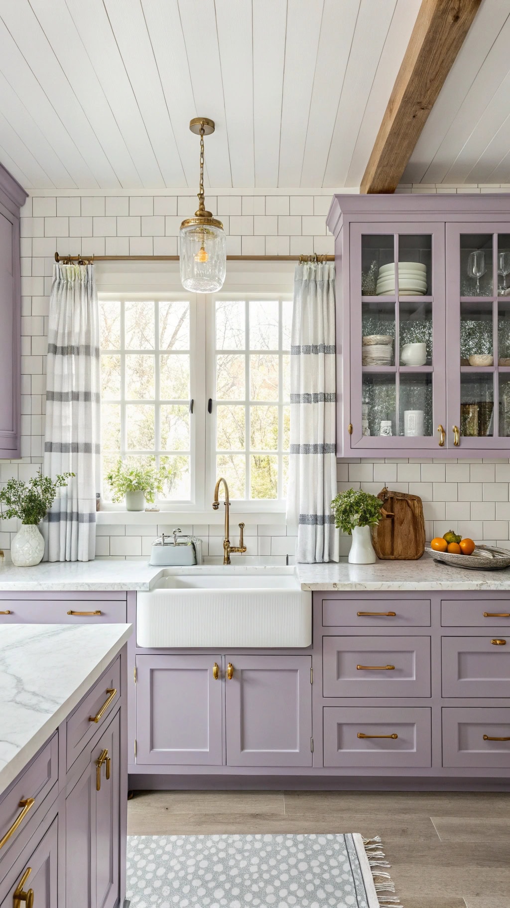 charming purple farmhouse cabinets