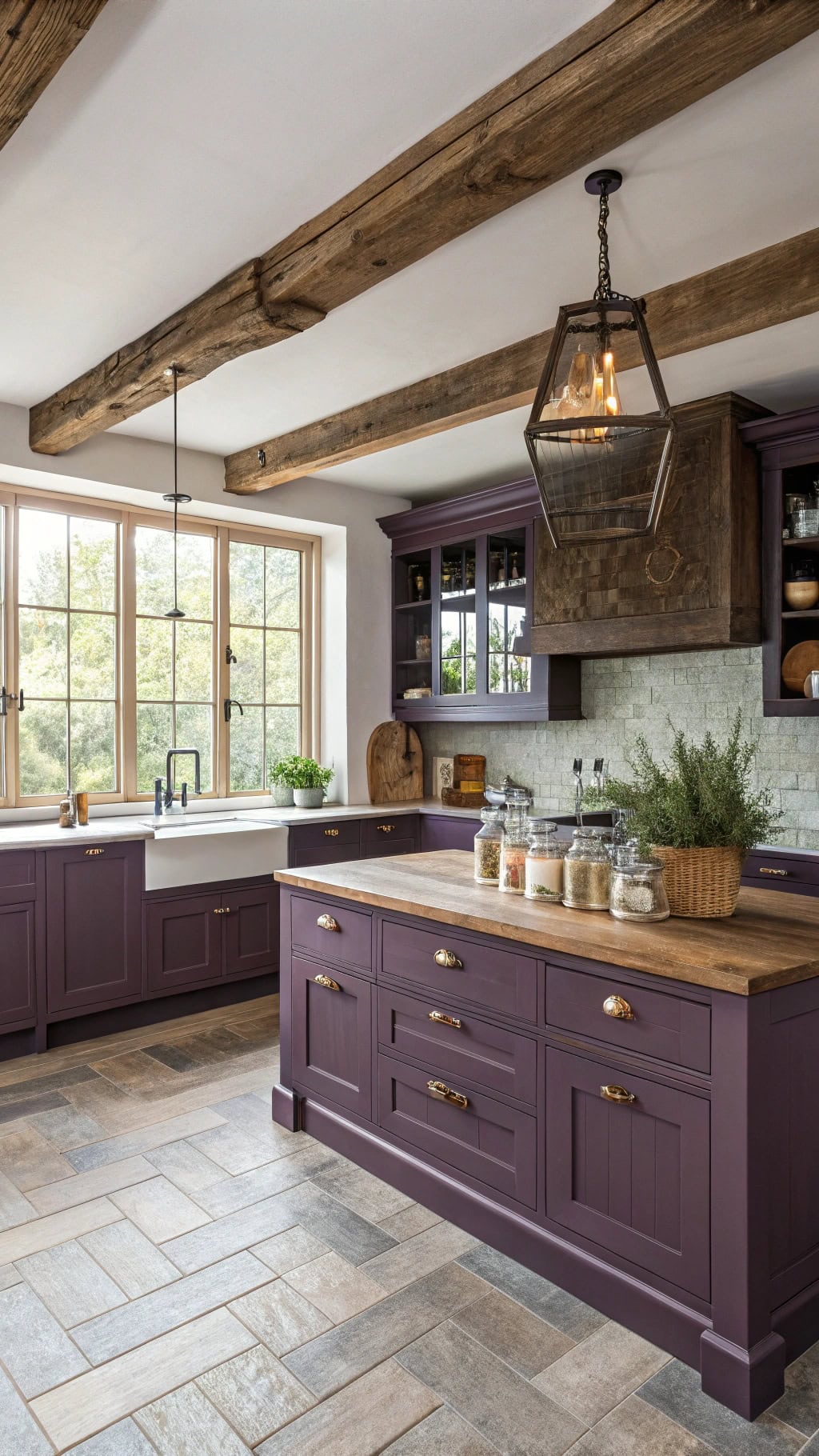 charming rustic purple kitchen