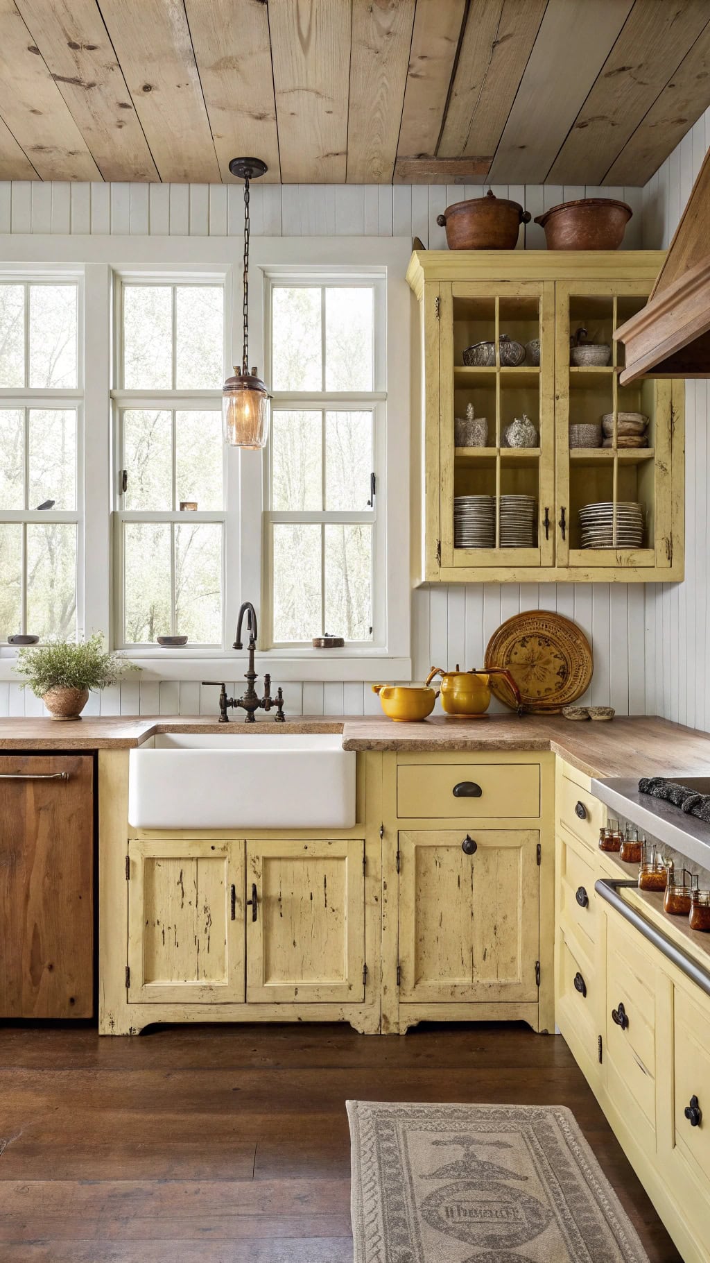 charming rustic yellow kitchen