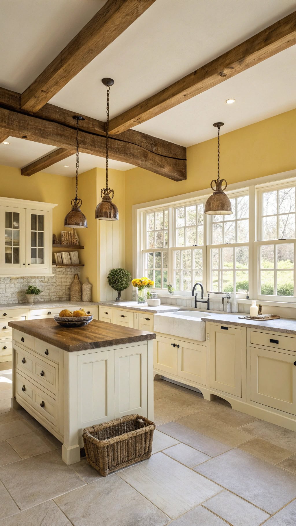 charming rustic yellow kitchen