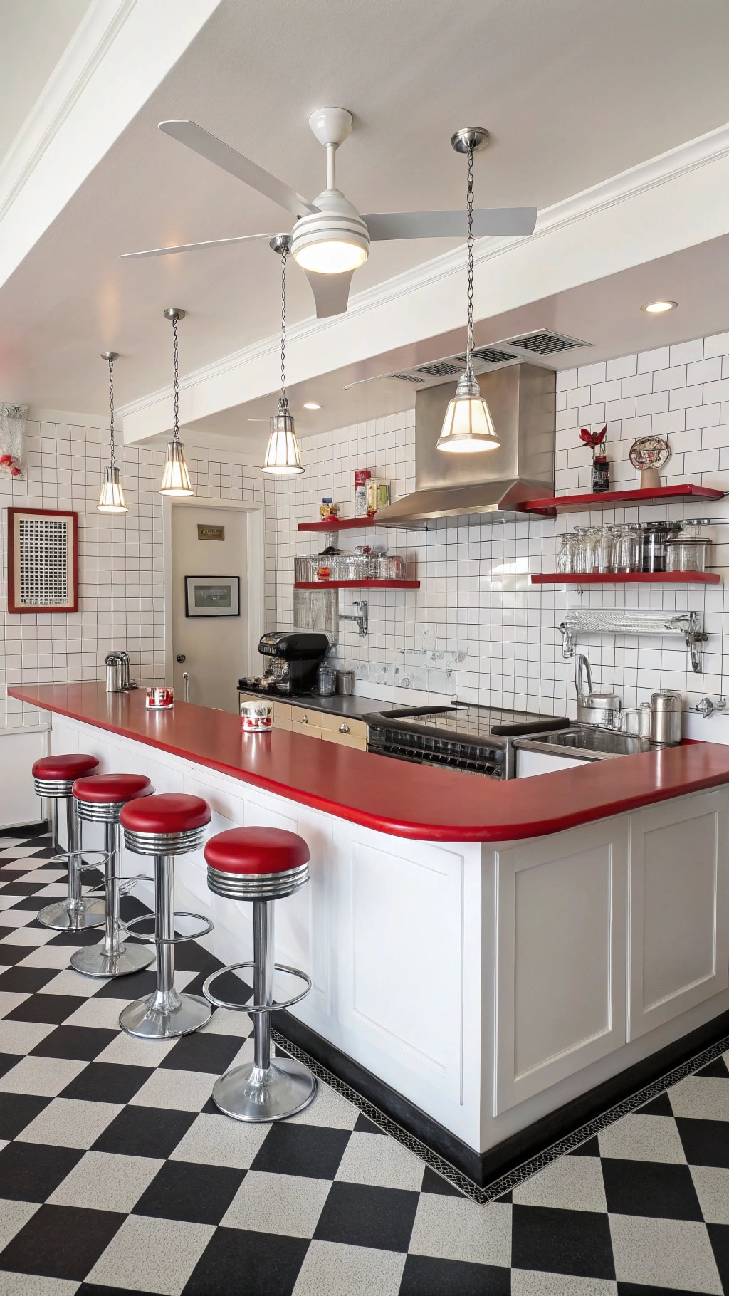 cherry red retro diner