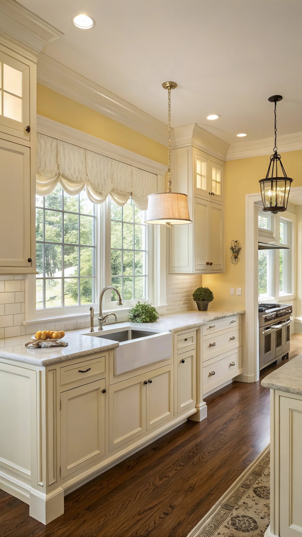 classic crown molded kitchen design