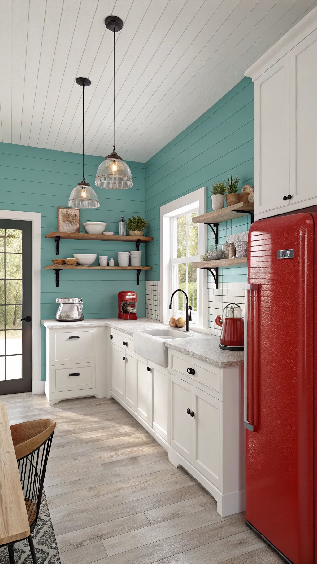 colorful farmhouse kitchen design