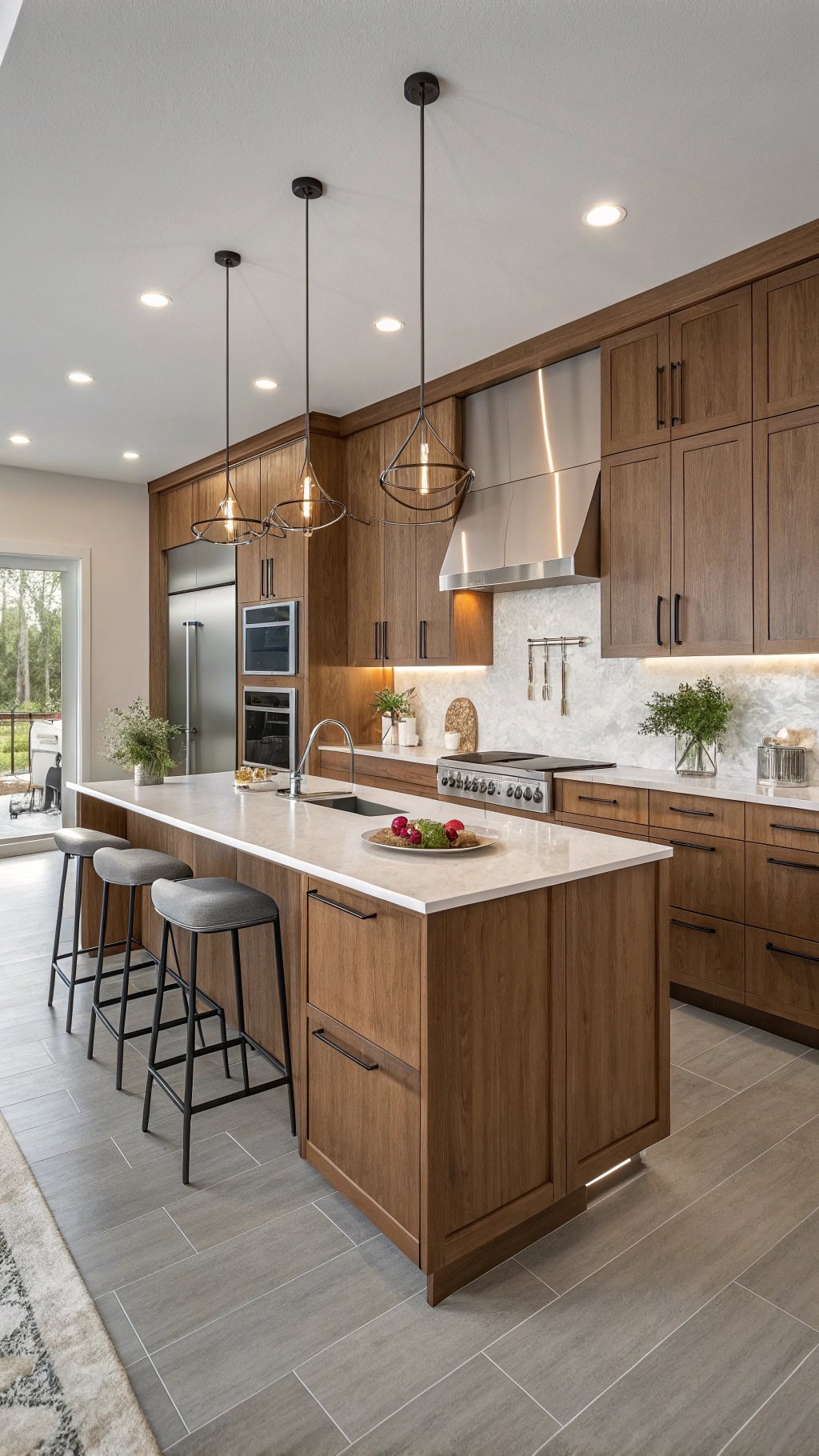 contemporary red oak cabinetry