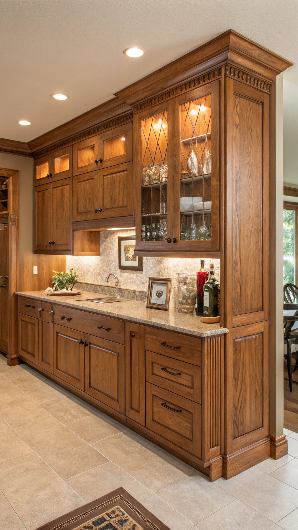 custom red oak cabinet