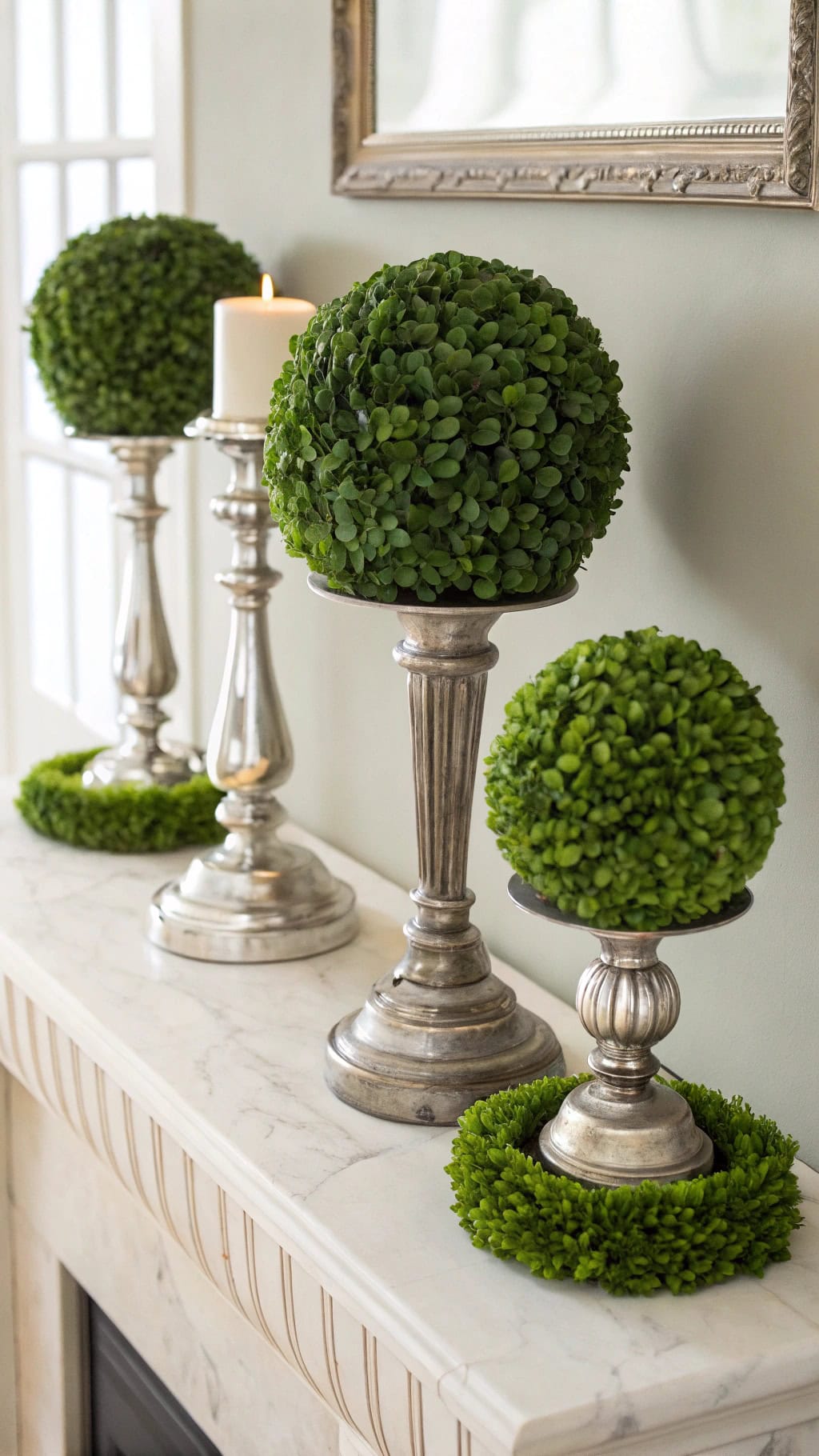 decorative preserved boxwood spheres