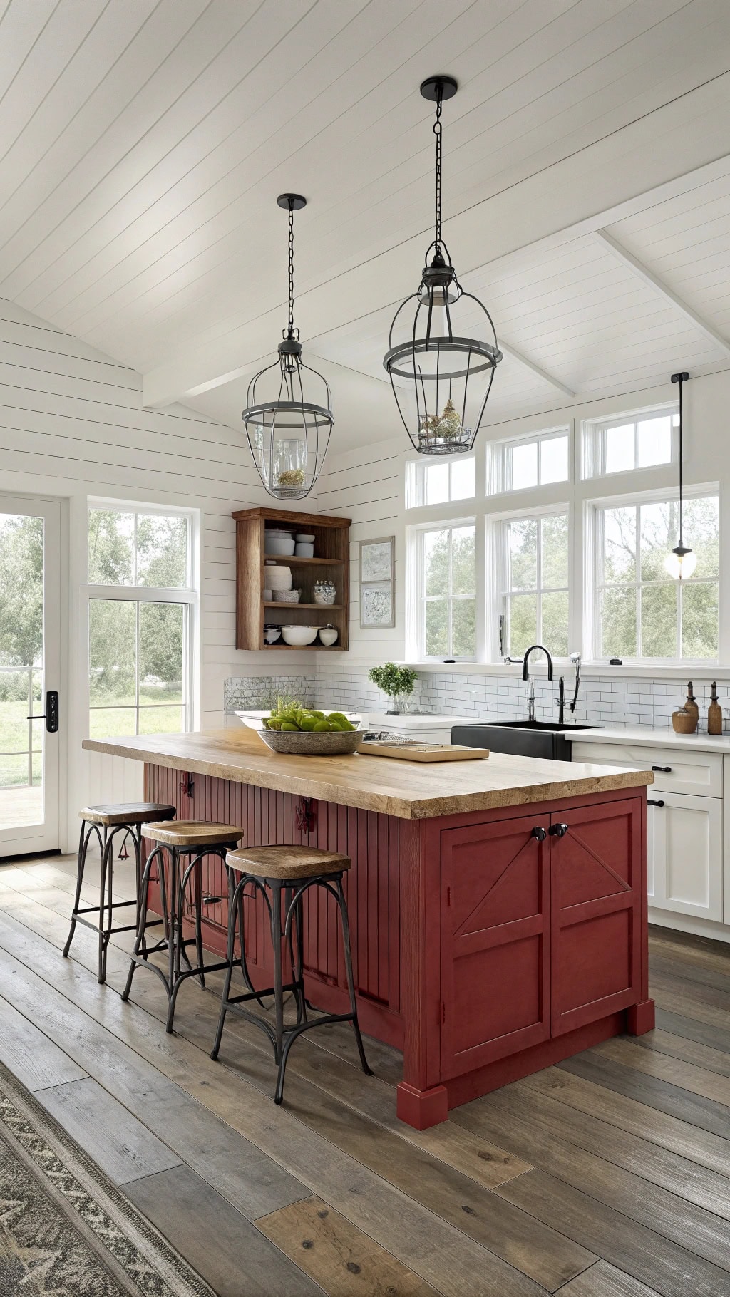 distressed farmhouse red island